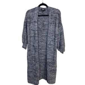 Express Gray Fluffy Open Front Duster Cardigan Sweater Women’s XS